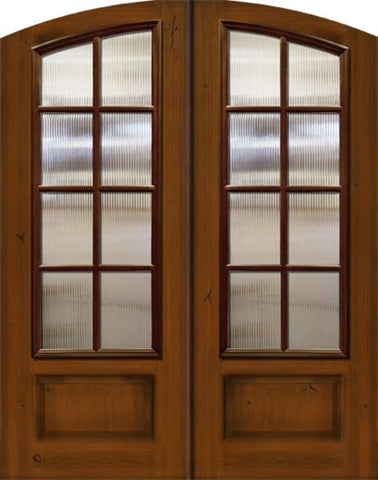 WDMA 64x96 Door (5ft4in by 8ft) Exterior Mahogany 96in Double Arch Top 8 Lite SDL Cherry Knotty Alder Door 1