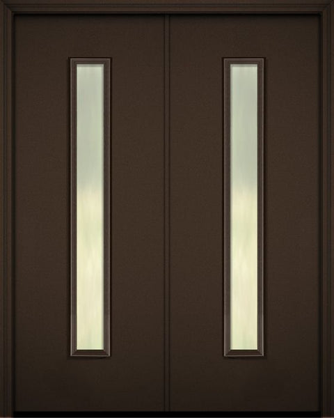 WDMA 64x96 Door (5ft4in by 8ft) Exterior 96in ThermaPlus Steel Malibu Contemporary Double Door w/Textured Glass 1