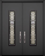 WDMA 64x96 Door (5ft4in by 8ft) Exterior Smooth 96in Double Malibu Solid Contemporary Door with Speakeasy 1