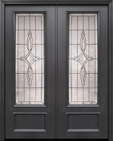 WDMA 64x96 Door (5ft4in by 8ft) Exterior 96in ThermaPlus Steel Marsais 1 Panel 3/4 Lite Double Door 1
