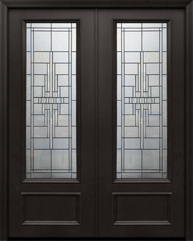 WDMA 64x96 Door (5ft4in by 8ft) Exterior 96in ThermaPlus Steel Remington 1 Panel 3/4 Lite Double Door 1