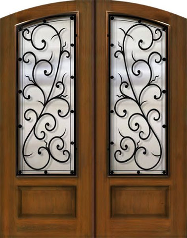 WDMA 64x96 Door (5ft4in by 8ft) Exterior Mahogany IMPACT | 96in Double Arch Top Bellagio Iron Cherry Knotty Alder Door 1
