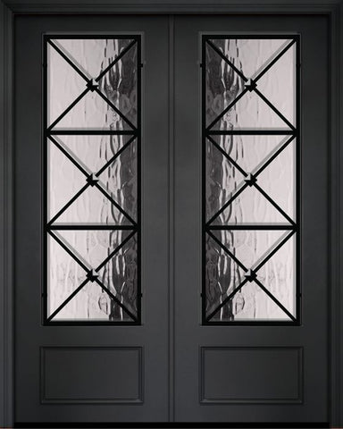 WDMA 64x96 Door (5ft4in by 8ft) Exterior 96in ThermaPlus Steel Republic 1 Panel 3/4 Lite Double Door 1