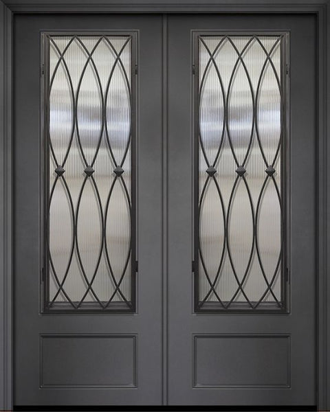 WDMA 64x96 Door (5ft4in by 8ft) Exterior 96in ThermaPlus Steel La Salle 1 Panel 3/4 Lite Double Door 1