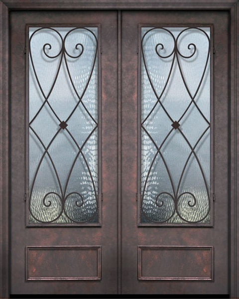 WDMA 64x96 Door (5ft4in by 8ft) Exterior 96in ThermaPlus Steel Charleston 1 Panel 3/4 Lite Double Door 1