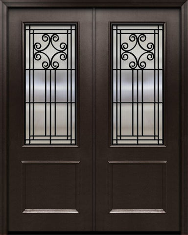 WDMA 64x96 Door (5ft4in by 8ft) Exterior 96in ThermaPlus Steel Novara 1 Panel 2/3 Lite GBG Double Door 1