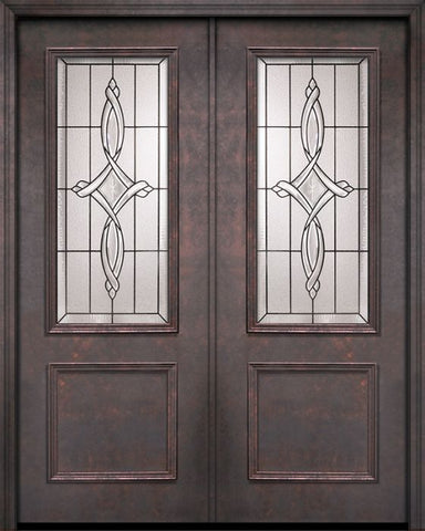 WDMA 64x96 Door (5ft4in by 8ft) Exterior 96in ThermaPlus Steel Marsais 1 Panel 2/3 Lite Double Door 1