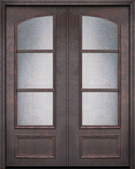 WDMA 64x96 Door (5ft4in by 8ft) Exterior 96in ThermaPlus Steel 3 Lite Arch Lite SDL Double Door 1