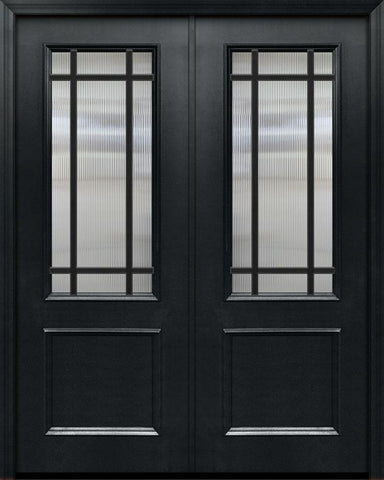 WDMA 64x96 Door (5ft4in by 8ft) Exterior 96in ThermaPlus Steel 9 Lite SDL 2/3 Lite Double Door 1