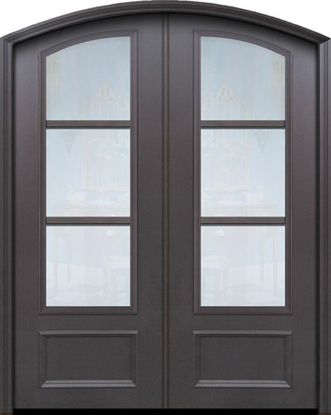 WDMA 64x96 Door (5ft4in by 8ft) French 96in ThermaPlus Steel 3 Lite Arch Top Arch Lite SDL Double Door 1