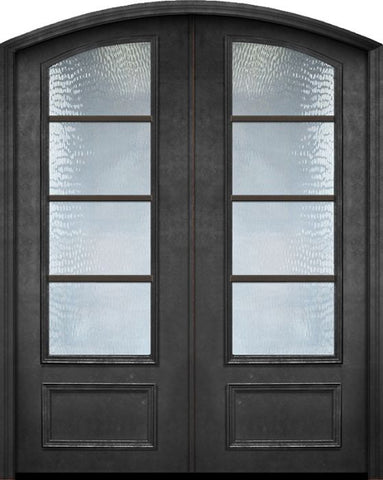 WDMA 64x96 Door (5ft4in by 8ft) French 96in ThermaPlus Steel 4 Lite Arch Top Arch Lite SDL Double Door 1
