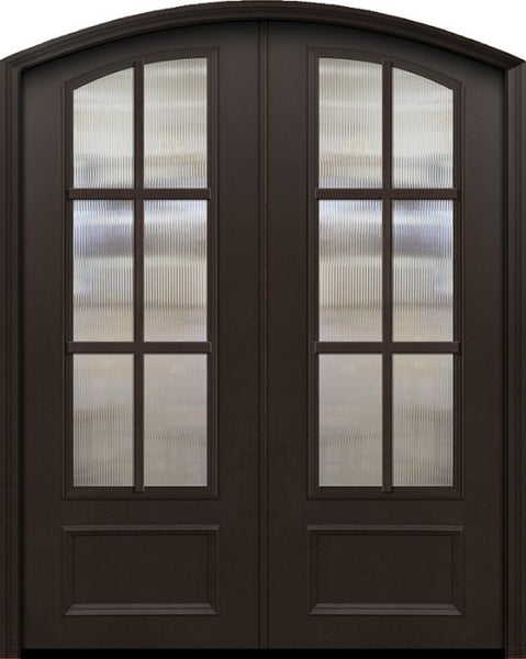 WDMA 64x96 Door (5ft4in by 8ft) French 96in ThermaPlus Steel 6 Lite Arch Top Arch Lite SDL Double Door 1