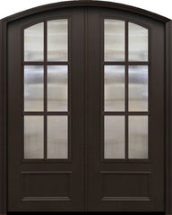 WDMA 64x96 Door (5ft4in by 8ft) French 96in ThermaPlus Steel 6 Lite Arch Top Arch Lite SDL Double Door 1
