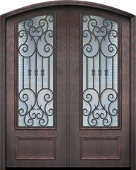 WDMA 64x96 Door (5ft4in by 8ft) Exterior 96in ThermaPlus Steel Marbella 1 Panel Arch Top Arch Lite Double Door 1