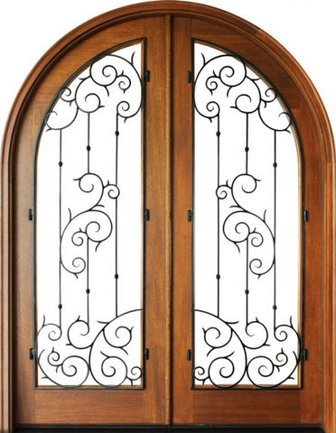 WDMA 68x78 Door (5ft8in by 6ft6in) Exterior Mahogany Charleston Septima Double/Round Top 1