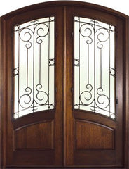 WDMA 68x78 Door (5ft8in by 6ft6in) Exterior Mahogany Sherwood Double Door/Arch Top Aberdeen 1