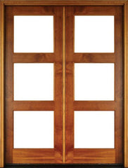 WDMA 68x78 Door (5ft8in by 6ft6in) Exterior Mahogany Full View 3 Lite Double Door 1