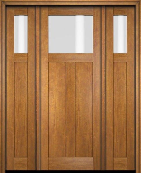 WDMA 68x78 Door (5ft8in by 6ft6in) Exterior Swing Mahogany Top Lite Craftsman Single Entry Door Sidelights 1