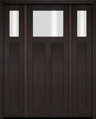 WDMA 68x78 Door (5ft8in by 6ft6in) Exterior Swing Mahogany Top Lite Craftsman Single Entry Door Sidelights 2