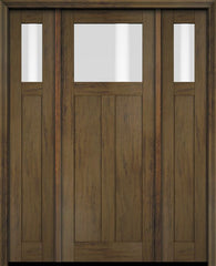 WDMA 68x78 Door (5ft8in by 6ft6in) Exterior Swing Mahogany Top Lite Craftsman Single Entry Door Sidelights 3