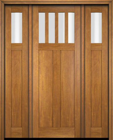 WDMA 68x78 Door (5ft8in by 6ft6in) Exterior Swing Mahogany 4 Horizontal Lite Craftsman Single Entry Door Sidelights 1