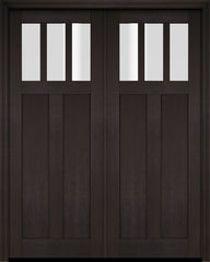 WDMA 68x78 Door (5ft8in by 6ft6in) Interior Swing Mahogany 3 Horizontal Lite Craftsman Exterior or Double Door 2