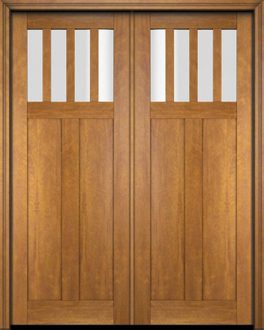 WDMA 68x78 Door (5ft8in by 6ft6in) Exterior Barn Mahogany 4 Horizontal Lite Craftsman or Interior Double Door 1