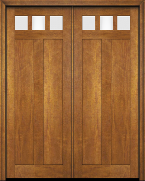 WDMA 68x78 Door (5ft8in by 6ft6in) Exterior Barn Mahogany Top View Lite Craftsman 2 Panel or Interior Double Door 1