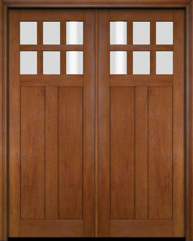 WDMA 68x78 Door (5ft8in by 6ft6in) Interior Swing Mahogany 6 Lite Craftsman Exterior or Double Door 4