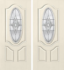 WDMA 68x80 Door (5ft8in by 6ft8in) Exterior Smooth Wellesley 3/4 Deluxe Oval Lite 2 Panel Star Double Door 1