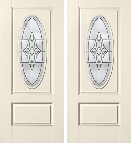 WDMA 68x80 Door (5ft8in by 6ft8in) Exterior Smooth Wellesley 3/4 Captured Oval Lite 1 Panel Star Double Door 1