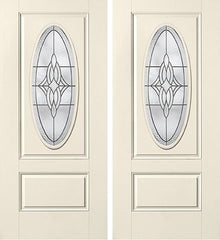 WDMA 68x80 Door (5ft8in by 6ft8in) Exterior Smooth Wellesley 3/4 Captured Oval Lite 1 Panel Star Double Door 1