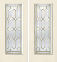 WDMA 68x80 Door (5ft8in by 6ft8in) Exterior Smooth CrystallineTM Full Lite W/ Stile Lines Star Double Door 1