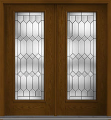 WDMA 68x80 Door (5ft8in by 6ft8in) Exterior Oak Crystalline Full Lite W/ Stile Lines Fiberglass Double Door 1