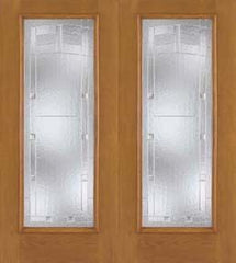 WDMA 68x80 Door (5ft8in by 6ft8in) Exterior Oak Fiberglass Impact Door Full Lite Maple Park 6ft8in Double 1