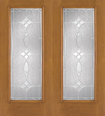 WDMA 68x80 Door (5ft8in by 6ft8in) Exterior Oak Fiberglass Impact Door Full Lite Blackstone 6ft8in Double 1