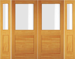 WDMA 72x80 Door (6ft by 6ft8in) Exterior Swing Oak Wood 1/2 Lite Double Door / 2 Sidelight 1