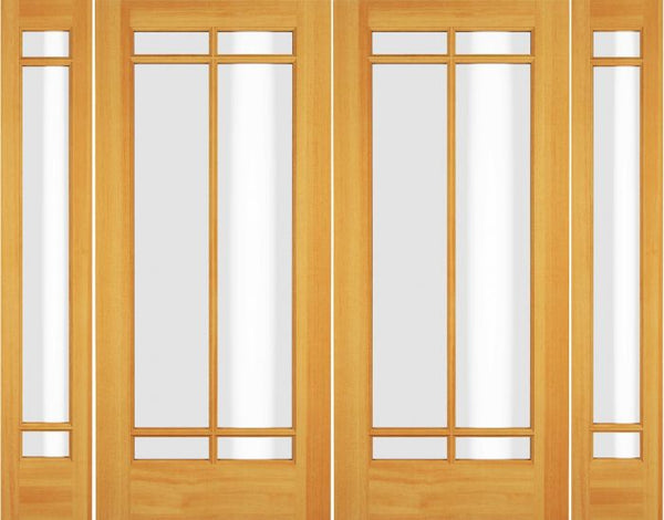 WDMA 72x80 Door (6ft by 6ft8in) Exterior Swing Poplar Wood Full Lite Prairie Arts and Craft Double Door / 2 Sidelight 1