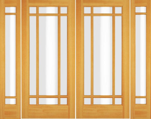 WDMA 72x80 Door (6ft by 6ft8in) Exterior Swing Alder Wood Full Lite Prairie Arts and Craft Double Door / 2 Sidelight 1