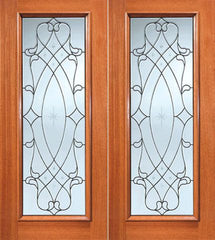 WDMA 72x84 Door (6ft by 7ft) Exterior Mahogany Etched Stars Beveled Glass Double Door Full lite 1