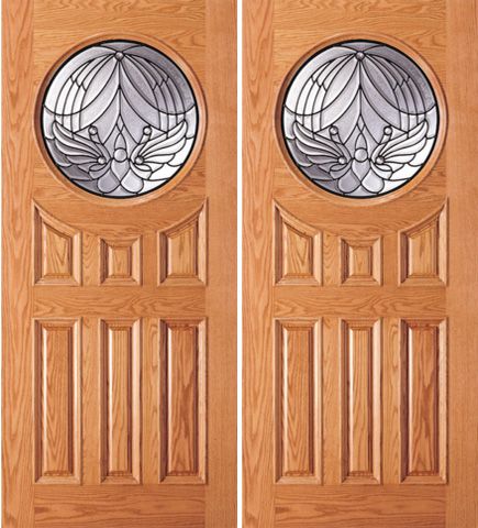 WDMA 72x84 Door (6ft by 7ft) Exterior Mahogany Entry Wood 6 Panel Moulding Circle Modern Double Door 1