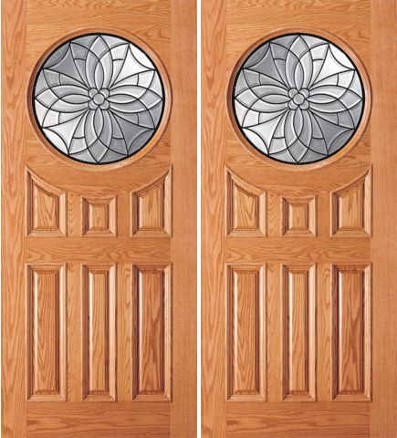 WDMA 72x84 Door (6ft by 7ft) Exterior Mahogany Front 6 Panel Raised Moulding Circle Modern Double Door 1