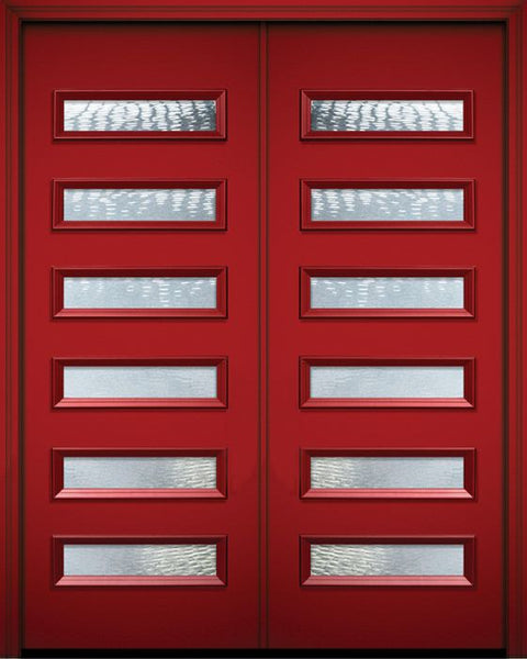WDMA 72x96 Door (6ft by 8ft) Exterior 96in ThermaPlus Steel Beverly Contemporary Double Door w/Textured Glass 1