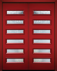 WDMA 72x96 Door (6ft by 8ft) Exterior 96in ThermaPlus Steel Beverly Contemporary Double Door w/Textured Glass 1