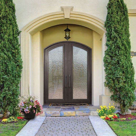 WDMA 72x96 Door (6ft by 8ft) French 96in Full Lite Arch Top Double Privacy Glass Entry Door 2