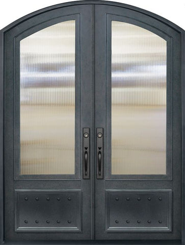WDMA 72x96 Door (6ft by 8ft) Exterior 96in 3/4 Lite Arch Top Double Privacy Glass Entry Door 1