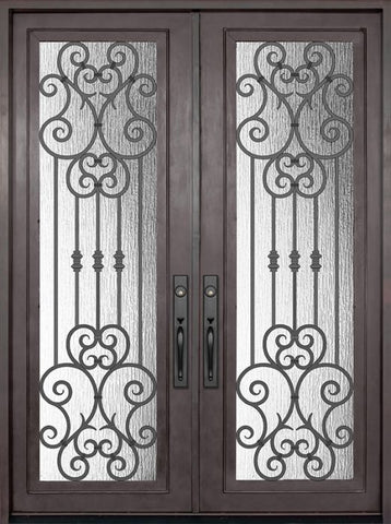 WDMA 72x96 Door (6ft by 8ft) Exterior 96in Marbella Full Lite Double Wrought Iron Entry Door 1