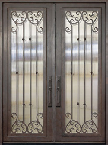 WDMA 72x96 Door (6ft by 8ft) Exterior 96in Valencia Full Lite Double Wrought Iron Entry Door 1