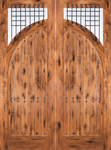 WDMA 72x96 Door (6ft by 8ft) Exterior Knotty Alder Victorian Solid Double Entry Doors Forged Iron 1