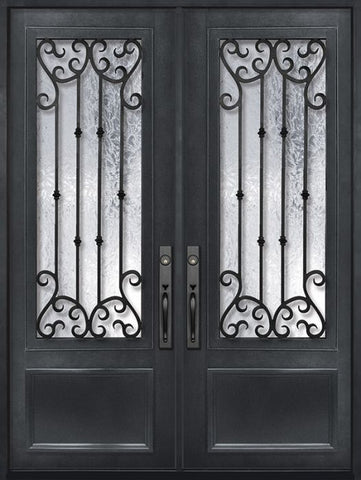 WDMA 72x96 Door (6ft by 8ft) Exterior 96in Valencia 3/4 Lite Double Wrought Iron Entry Door 1